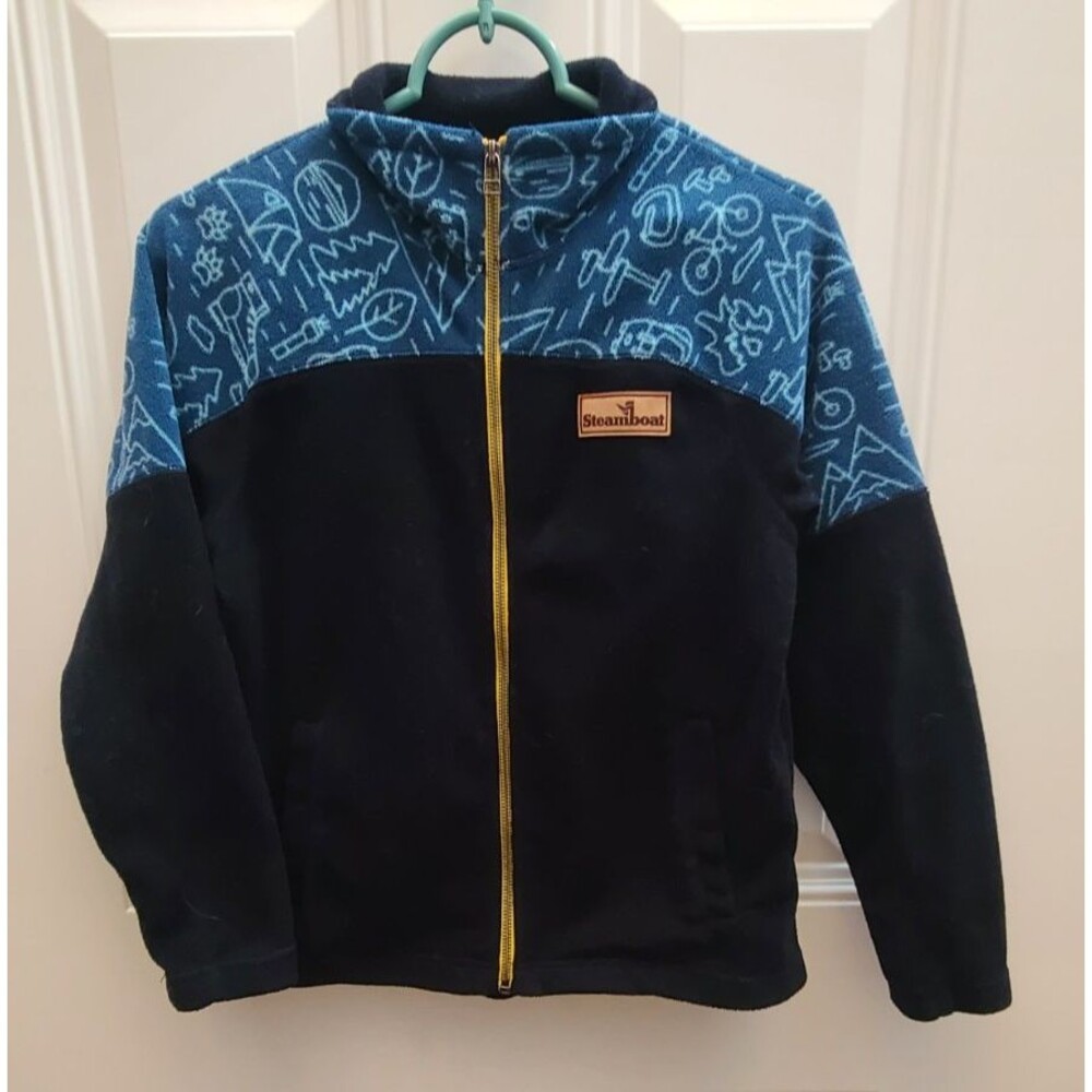 Steamboat Ski Black and Blue Design Full Zipper Pockets Youth Large Sweatshirt
